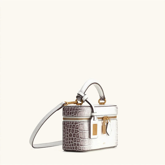 Women Shoulder Bag Crossbody Handbag Croc Embossed Small Square Box Purse French Vintage Messenger Bags Exquisite Ladies