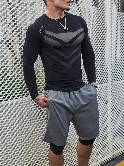 Men's Quick Dry Athletic Muscle Fit T-shirt, Men's Breathable Compression T-shirt, Comfy Top For Summer Sport
