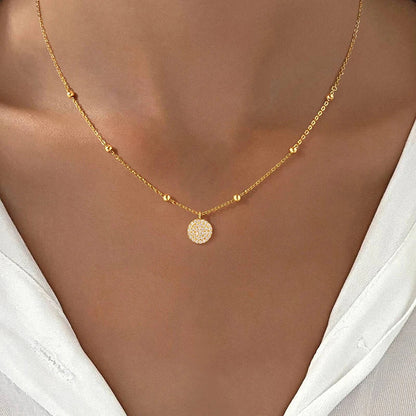 925 Sterling Silver Fashion Shiny Round Beads Halo Zircon Necklace For Women Engagement Wedding High Quality Fine Jewelry