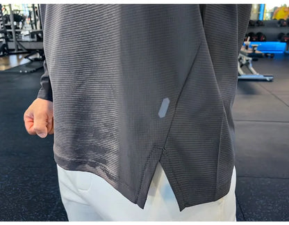 Stand-up Collar Sports Long-sleeved Men Autumn Outdoor Running Gym Fitness Training Clothes Elastic Quick-drying Breathable Top