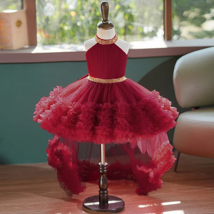 Big Bow Sequin Baby Party Girl Dresses Toddler Trailing 1st Bridesmaid Birthday Princess Dress Baby Gala Wedding Evening Costume