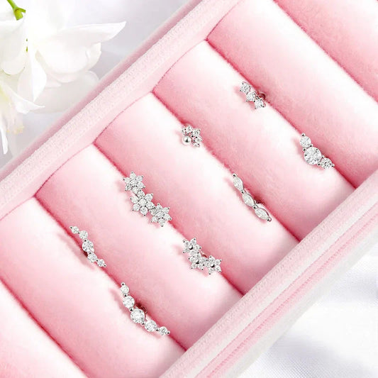 Screw Gradient Moissanite Stud Earrings for Women Men Hip Hop Ear Cartilage Piercing S925 Sterling Silver Fine Jewelry