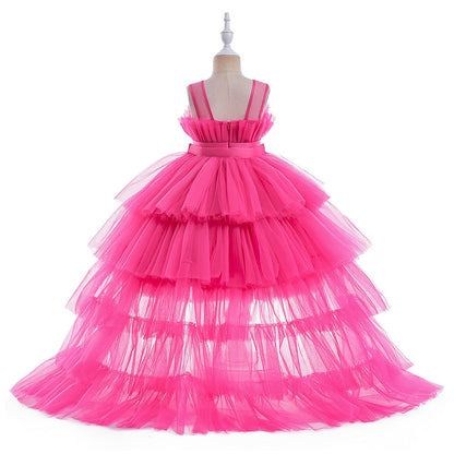 Kid's Party Formal Evening Dresses Elegant Party Dresses For Girls Dresses With Trailing Detachable Princess Dress