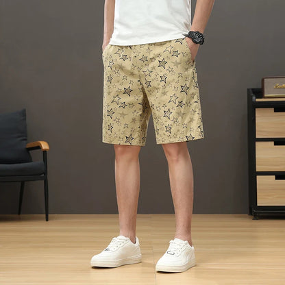 Streetwear Star Print Shorts Men Hawaii Beach Casual Shorts Outdoor Cotton Sports Elastic Waist 6XL Oversized Baggy Half Pants