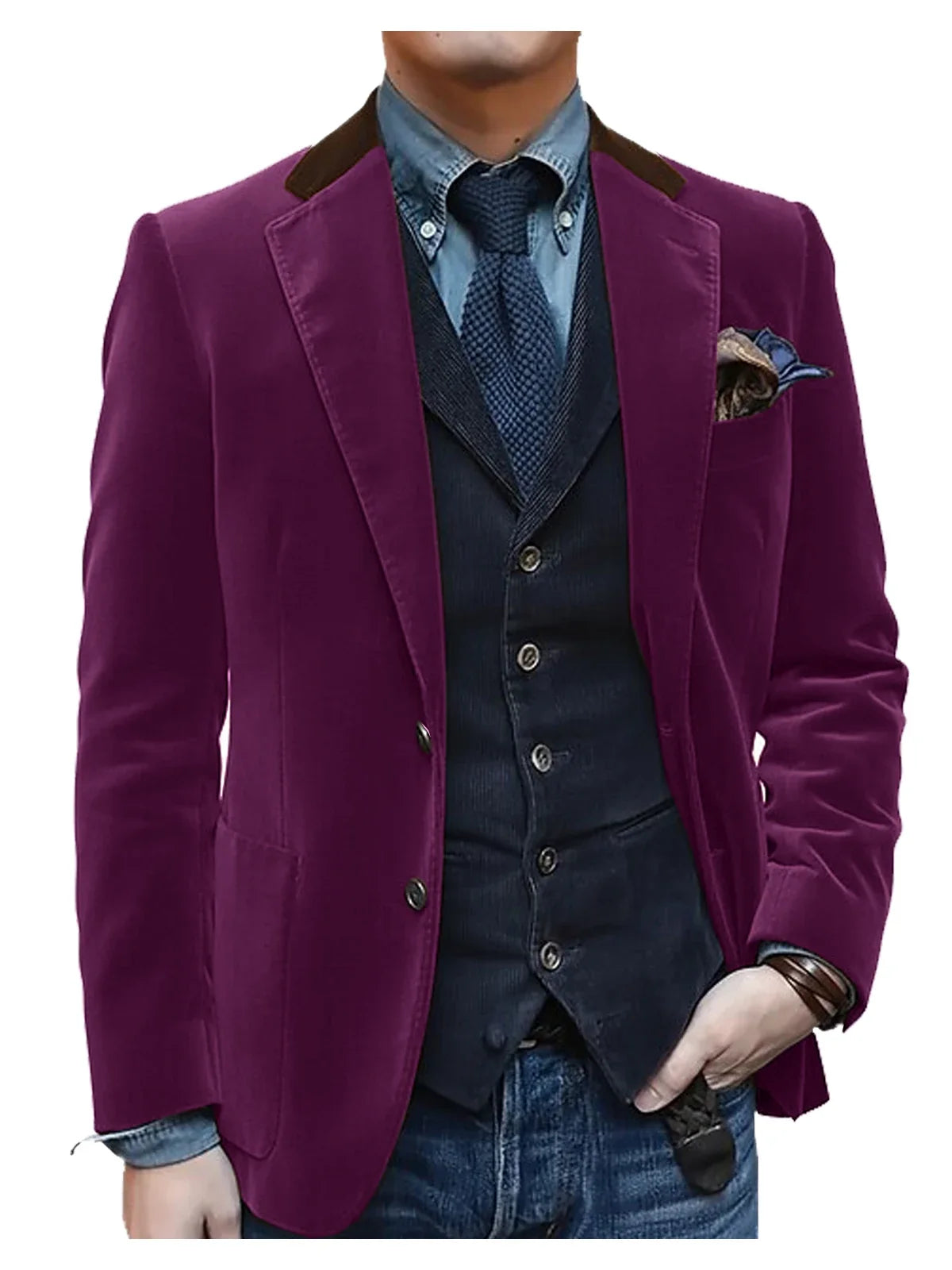 Vintage Red Velvet Suit Blazer For Men Elegant Casual Sports Jacket Man Jackets Mens Clothing Men's Male Coats