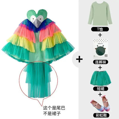 Halloween Children's Costume Cosplay Animal Parrot Performance Costume Kid Cloak Kindergarten Prom Animal Clothing