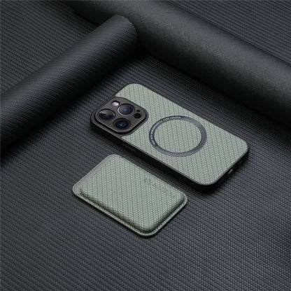 Carbon Fiber Style PU Leather for Magsafe Case for iPhone 17 Air 16 15 Pro Max 16e 14 Plus 11 12 13 Mini Cover Card Holder LM2