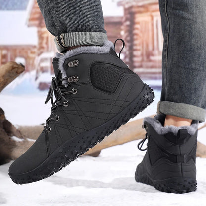 Winter Warm Men Cotton Boots Outdoor Wide Toe Barefoot Snow Boots Breathable Walking Hiking Shoes Comfortable Casual Sneakers