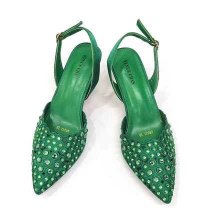 High Quality African Wedding Shoes Summer Sandals for Wedding 2025 Sexy Pumps Rhinestone Fashion Women Wedding Shoes