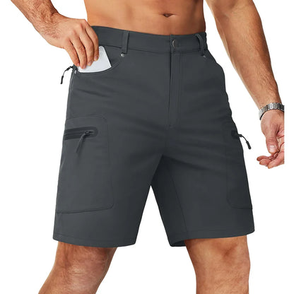 Summer Cargo Shorts Men's Quick Dry Hiking Fishing Shorts Multi-pockets Stretch Waist Casual Shorts Outdoor Male