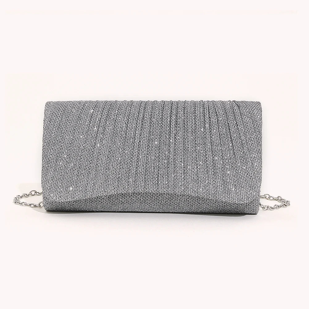 Women Shiny Crossbody Bag Elegant Sparkle Shoulder Bags Clutch Bag Fashion Chain Tote Handbag Ladies Chic Evening Wedding Clutch