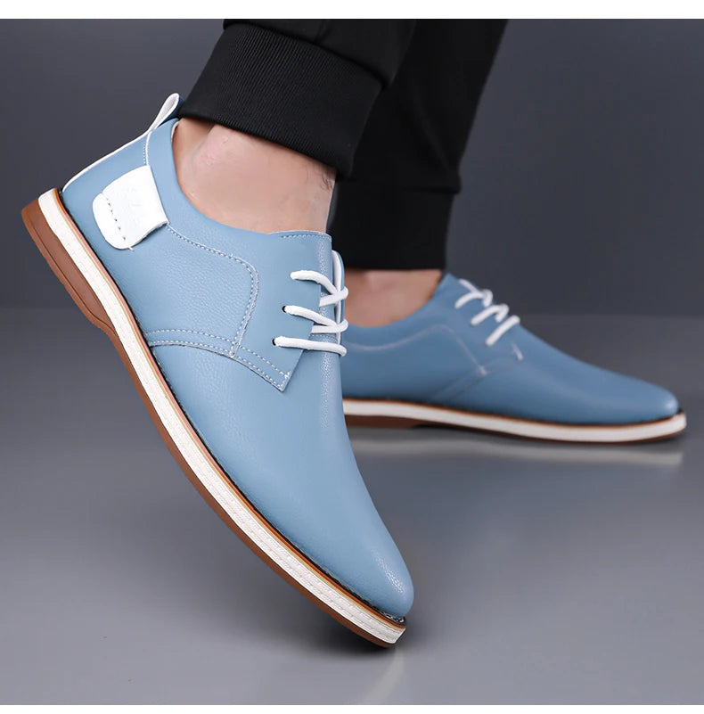 Men's Casual Business Leather Shoes Men Fashion Lace-up Derby Shoe Mens Light Comfortable Outdoor Driving Flats