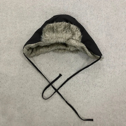 Y2K Star Patch Wool Like Lined Lei Feng Hat Unisex Black Autumn Winter Warm Ear Protection Trapper Hat for Outdoor Activities