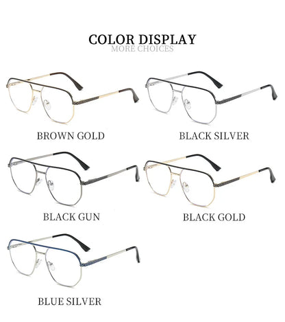 Fashion Metal Eyeglasses Frames New Double-Beam Eyeglasses Frames Anti-Blue Light Eyeglasses Customizable Prescription