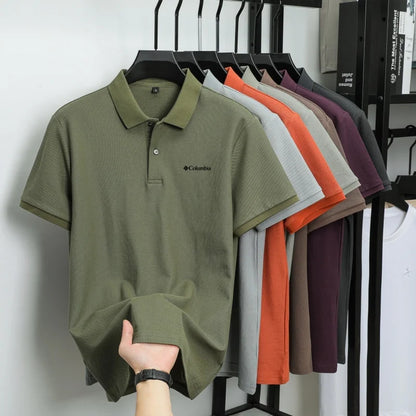 100% pure cotton new men's short sleeved summer comfortable breathable polo shirt, high-end brand designer embroidered T-shirt