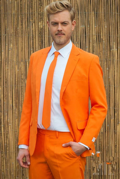 Orange Men's Suit Slim Fit 2 Piece Tuxedo Custom Fashion Party Prom Suits Terno Masculino Jacket+Pant