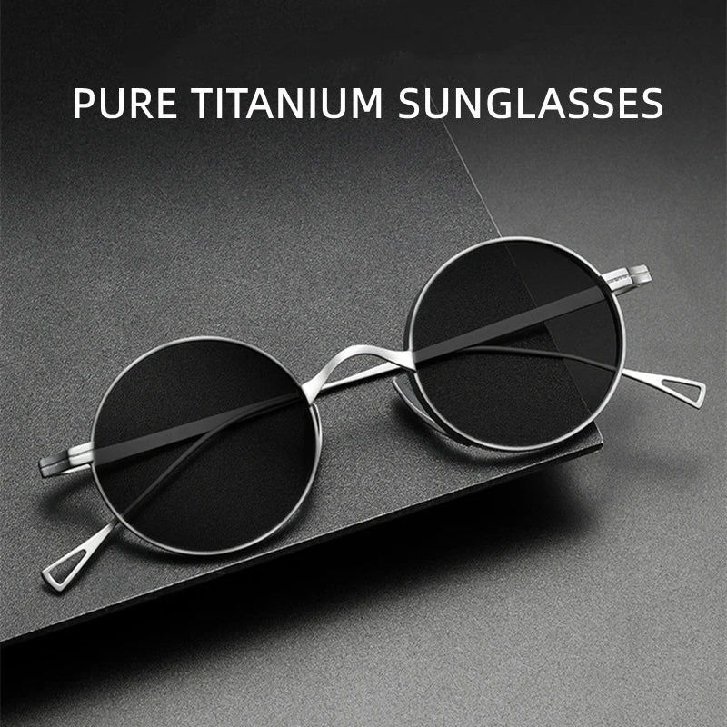 Ultra Light Pure Titanium Myopia Sunglasses Men Vintage Designer Small Round Frame Sunglasses Women Retro Luxury Brand Eyewear