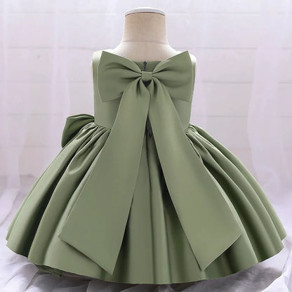 Big Bow Baby Girls Party Dress Toddler 1st Birthday Baptism Princess Kids Dresses for Girl White Wedding Prom Christmas Costumes