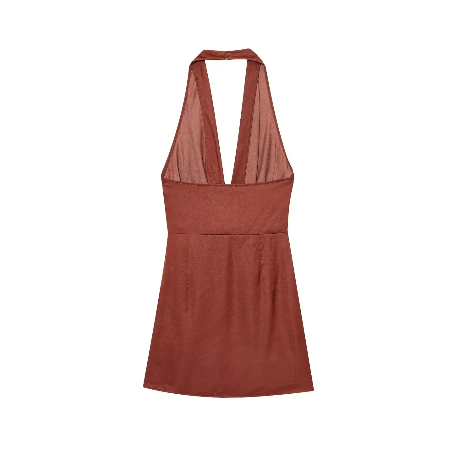sexy Dress for Women Fashion Summer New Sleeveless Backless brown Hanging neck collar Chic Female Evening Dresses Mujer