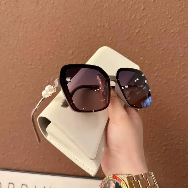 2025 Oversized Polarized Sunglasses for Women and Men  Pearl Fashion Square Designer Sun Glasses Unisex Eyewear UV400 Sunglass