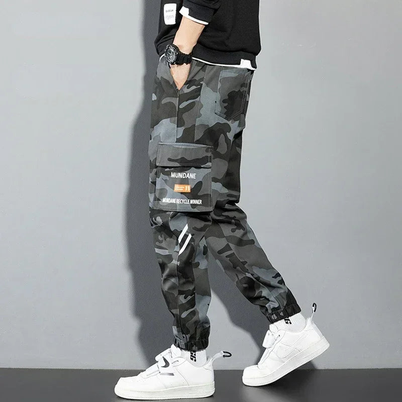 New Korean Fashion Style Casual Pants Men Cotton Cargo Trousers Male Plus Size Camouflage Streetwear Y2K Harem Jogger Camo Trend