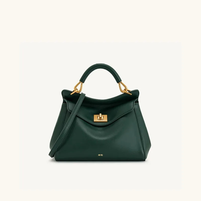 Lucia Elegant Buckle Genuine Leather Handbag for Women, Urban Casual Commuter Shoulder and Crossbody Bag