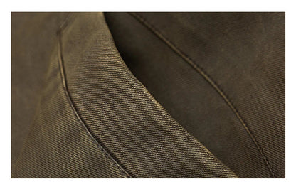 Winter Heavyweight Mens Jacket Japanese Vintage PU Coated Windproof Thick Fleece Lined Warm Distressed Streetwear Long Coat Male