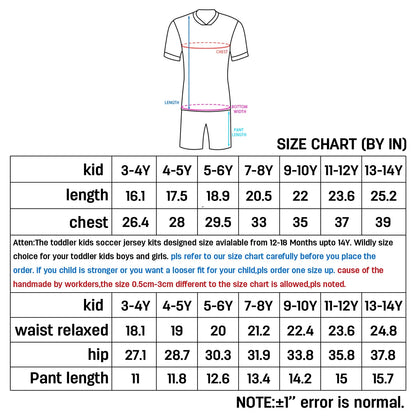Personalized Kids Soccer Jersey Set Custom Name Number Soccer Kit  Boys Girls Youth Team Soccer Uniform Blue Red Football Shirt