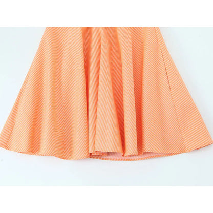 Women Summer Orange Striped Backless Zipper Mini Dress Thin Straps V-Neck Female Chic Lady Dresses Vestidos Para Mujer
