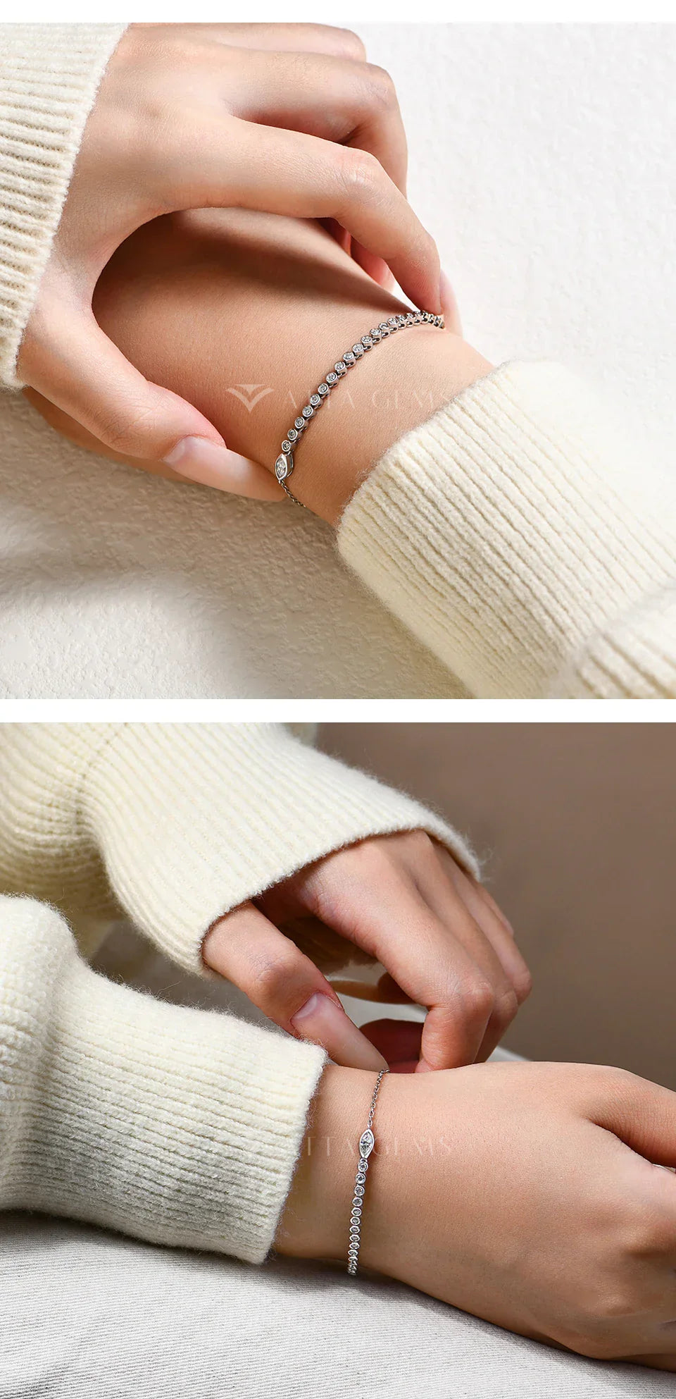 Adjustable Moissanite Tennis Bracelet Original Snake Shape S925 Sterling Silver for Women Birthday Gifts Jewelry 16+5cm