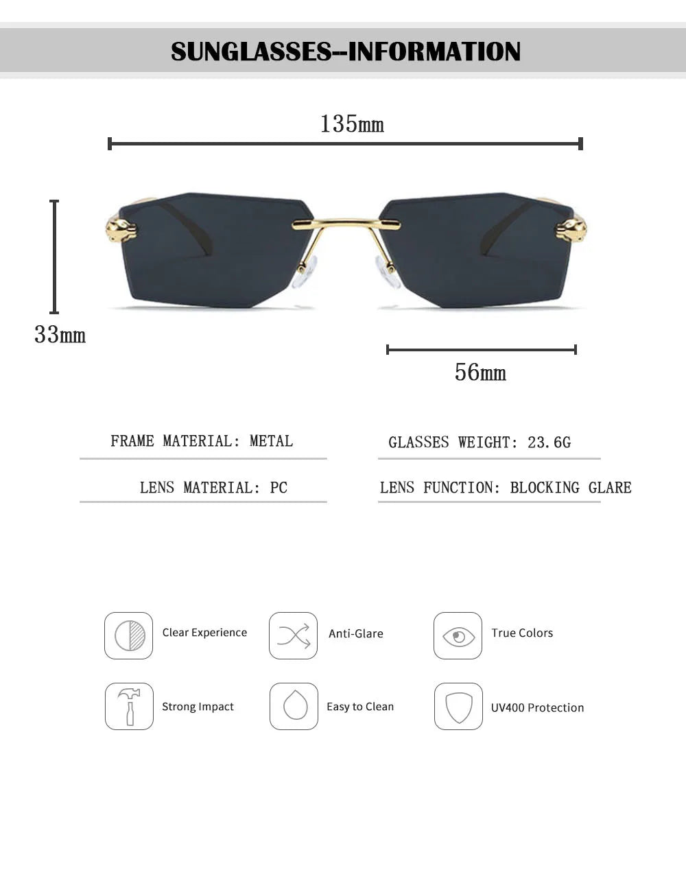2026 Rimless Sunglasses Women Vintage Luxury Fashion Glasses Shades Dropshipping Luxe Lentes De Sol Mujer Lunette Soleil Femme