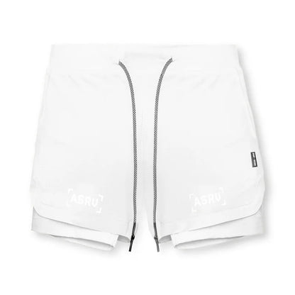 Men's 2 in 1 Double-deck Gym Shorts Quick Dry Summer Running Workout Shorts Zipper Pockets Slim Fit Fitness Training Short Pants