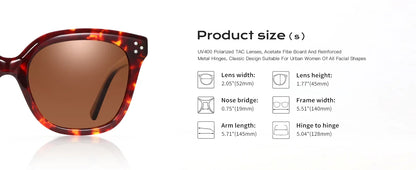 Fashion Square Polarized Sunglasses Classic Design UV400 Protection Acetate Sun Glasses Shade for Women Men