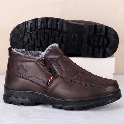 Shoes for Men 2025 Winter Fashion Non-slip Cotton Shoes Men's Thickened Leather Waterproof Casual Snow Boots Zapatillas Hombre