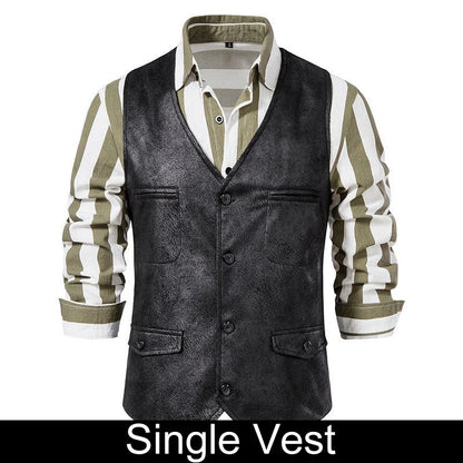 Man Vest Vintage Solid Single-breasted Male Waistcoat Slim V-neck Sleeveless Business Casual Versatile Men Suit Vest