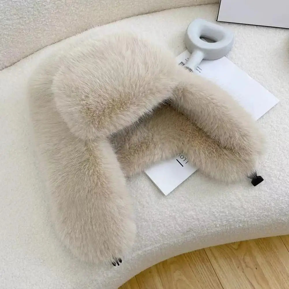 Faux Fur Bomber Hat Or Women And Men Windproof Warm Earmuffs Windproof Earflap Cap Thickened Russian Caps Ear Protection Hats