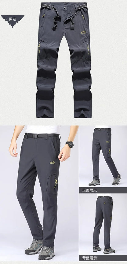 5XL Summer Quick Dry Hiking Pants Men Stretch Waterproof Tactical Pants Zipper Pockets Trousers Lightweight Fishing Pants