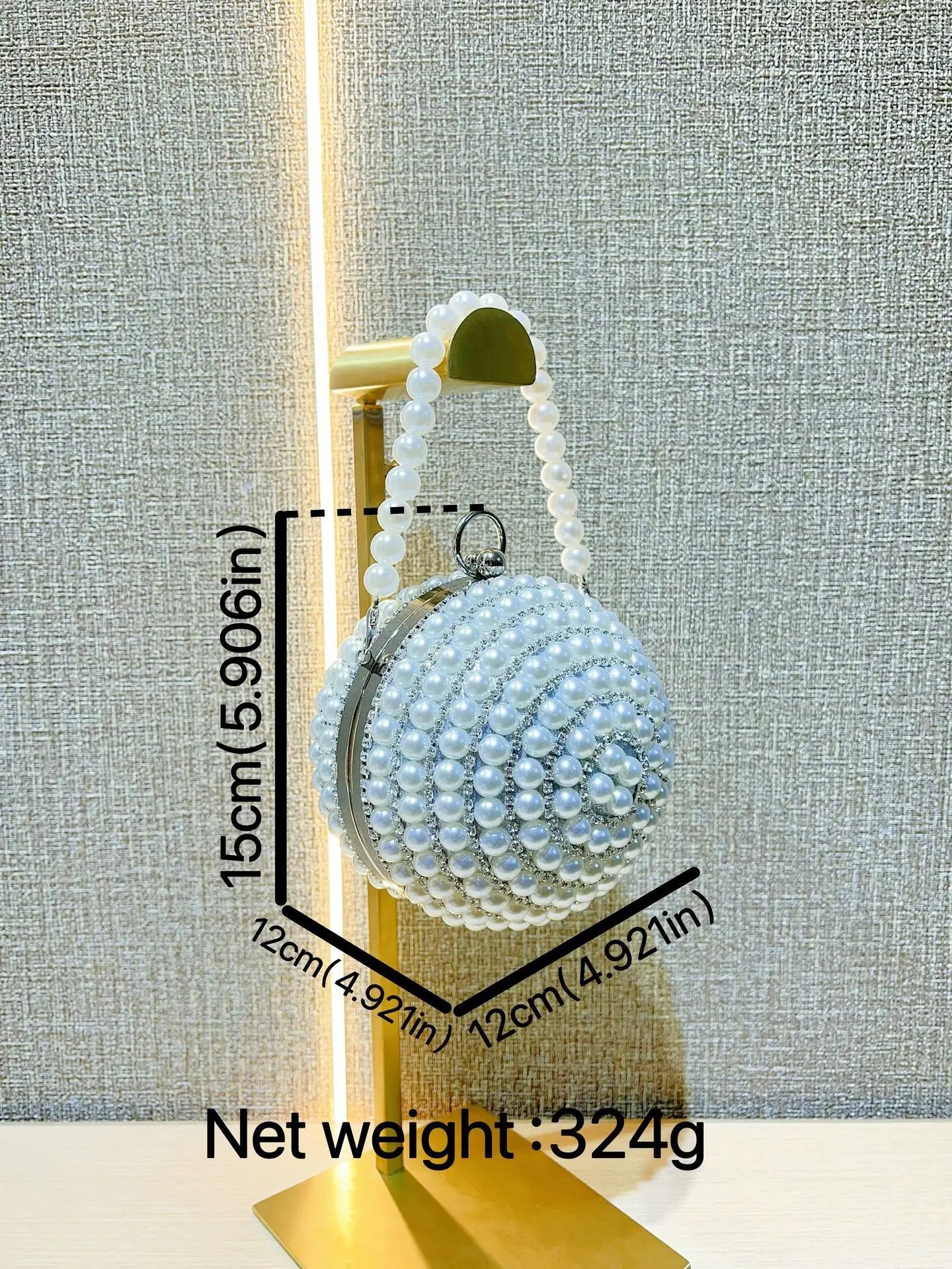 Round Pearl Clutch Purse Handbag Luxury Elegant Evening Bag Ring Handle For Women Bride Bridesmaid Wedding Party Handbag Purses
