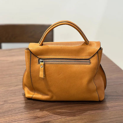 2026 Autumn New Handmade Retro Genuine Leather Women's Bag Versatile Soft Cowhide Solid Color Shoulder Crossbody Bags
