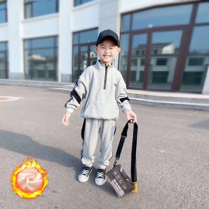 Spring Autumn Baby and Boys Half Zip Workout Sweatshirt+Sweatpant Set School Kids 2PCS Tracksuit Child Jogger Outfit 1-10Yr