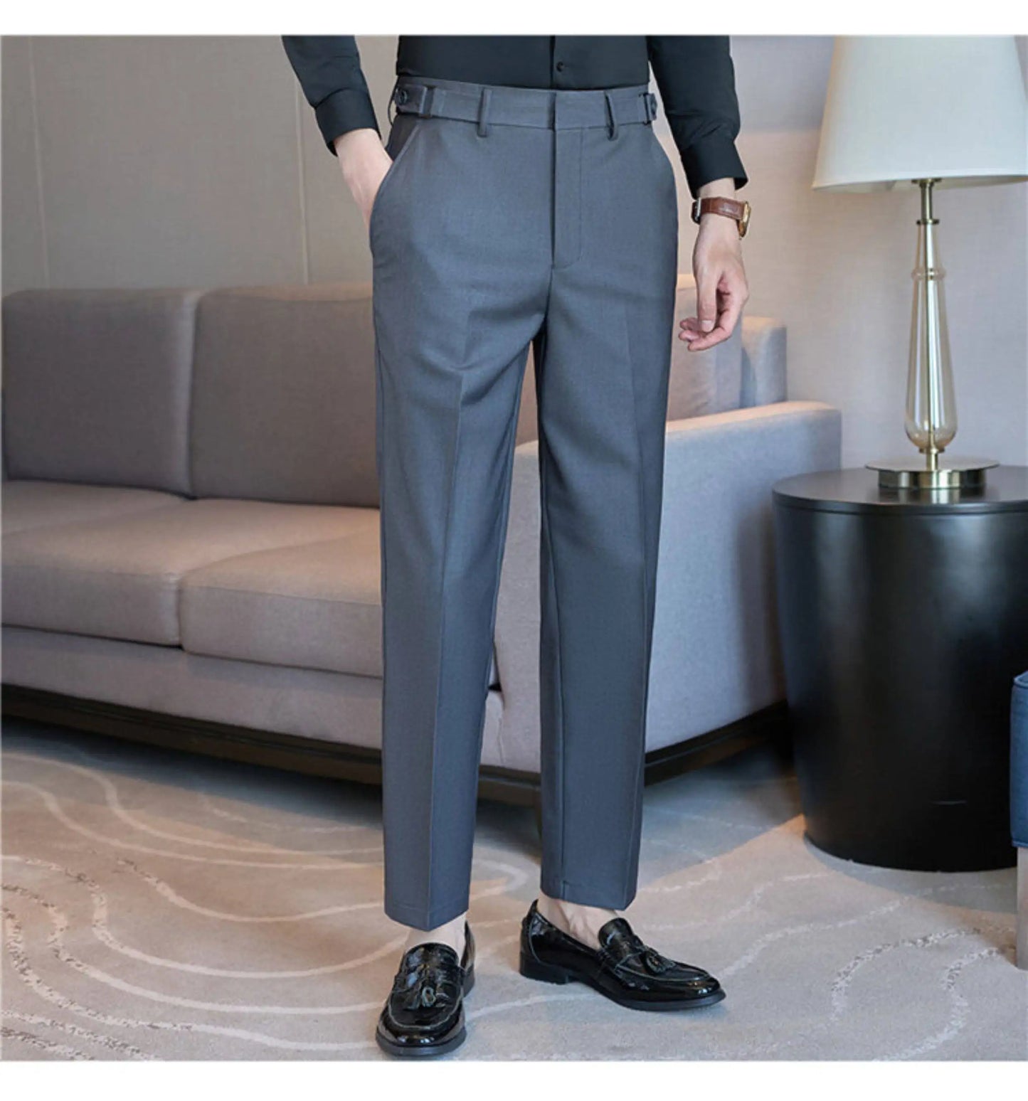 Neapolitan Fashion Business Casual Pants Men's Straight Leg Slim Fit Suit Pants Formal Office Social Wedding Dress Pants