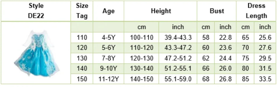 Children Carnival Blue Sequins Elsa Cosplay Dress Girls Elegant Blue Princess Costume Kids Halloween Birthday Party Clothes