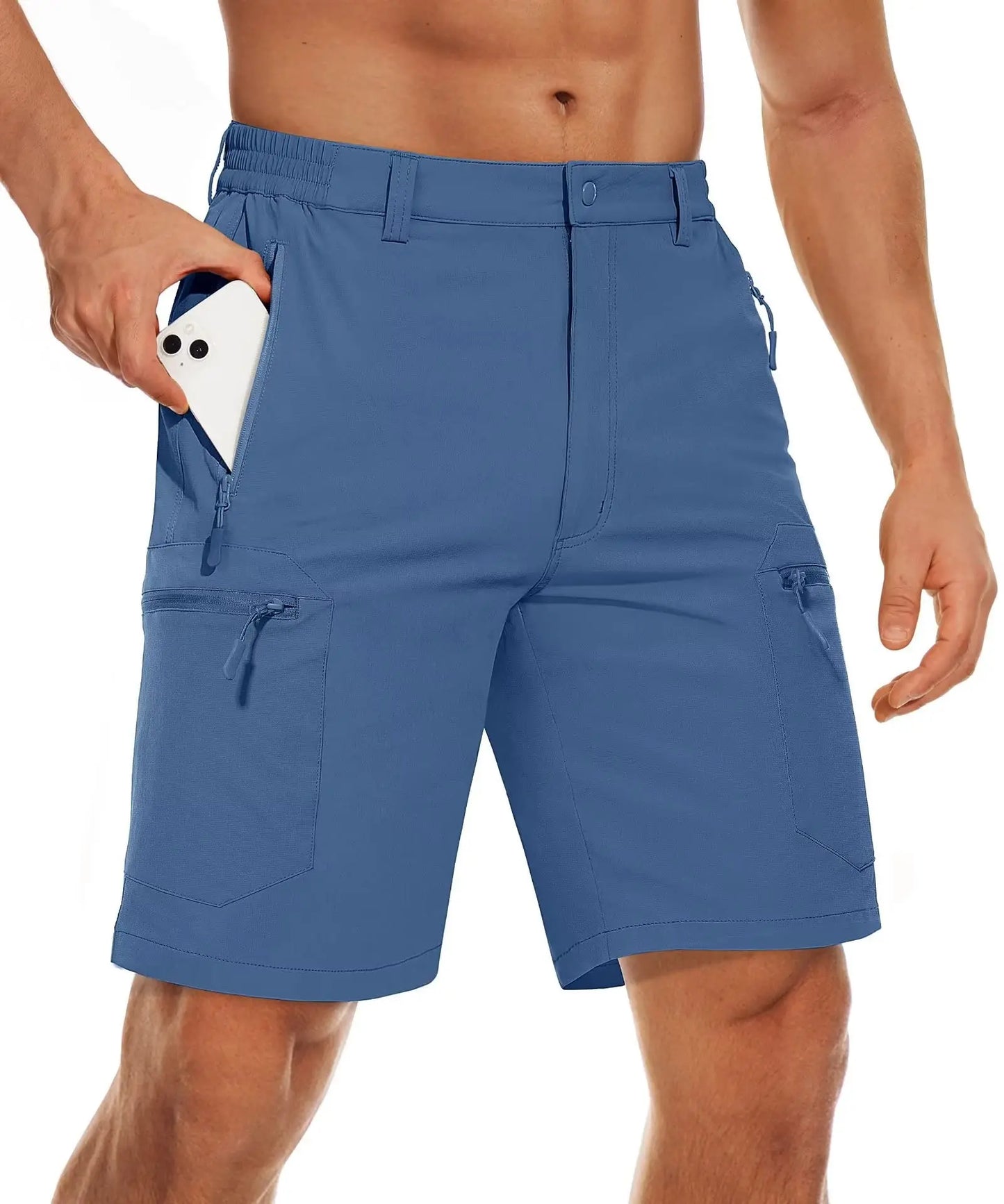 5 Zipper Pockets Summer Quick Dry Cargo Shorts Mens Fishing Shorts Stretch Outdoor Hiking Nylon Work Shorts Lightweight