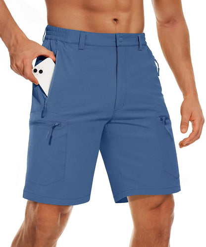 5 Zipper Pockets Summer Quick Dry Cargo Shorts Mens Fishing Shorts Stretch Outdoor Hiking Nylon Work Shorts Lightweight