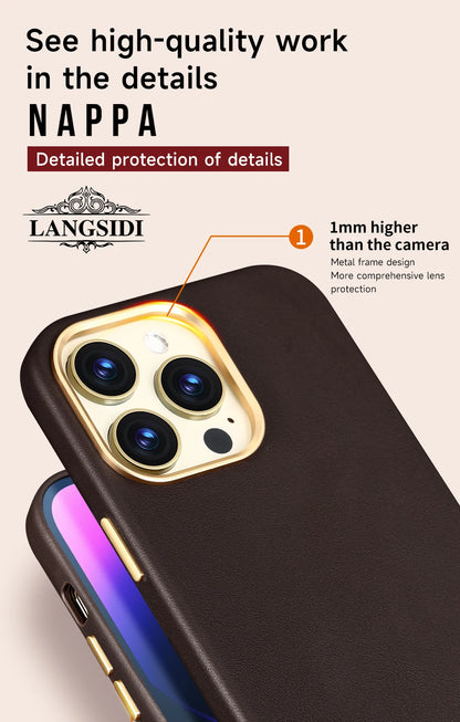جراب هاتف جلدي أصلي مغناطيسي من LANGSIDI لهاتف iPhone 12 13 14 Pro 14 Plus 14pro شحن لاسلكي لجراب Magsafe