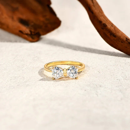 ATTAGEMS Bagues en Moissanite Nœud en Argent Sterling 925 pour Femme, 2 pièces, 0,8 ct, Coupe Cœur D VVS1, Bijoux de Luxe Cadeau pour Elle