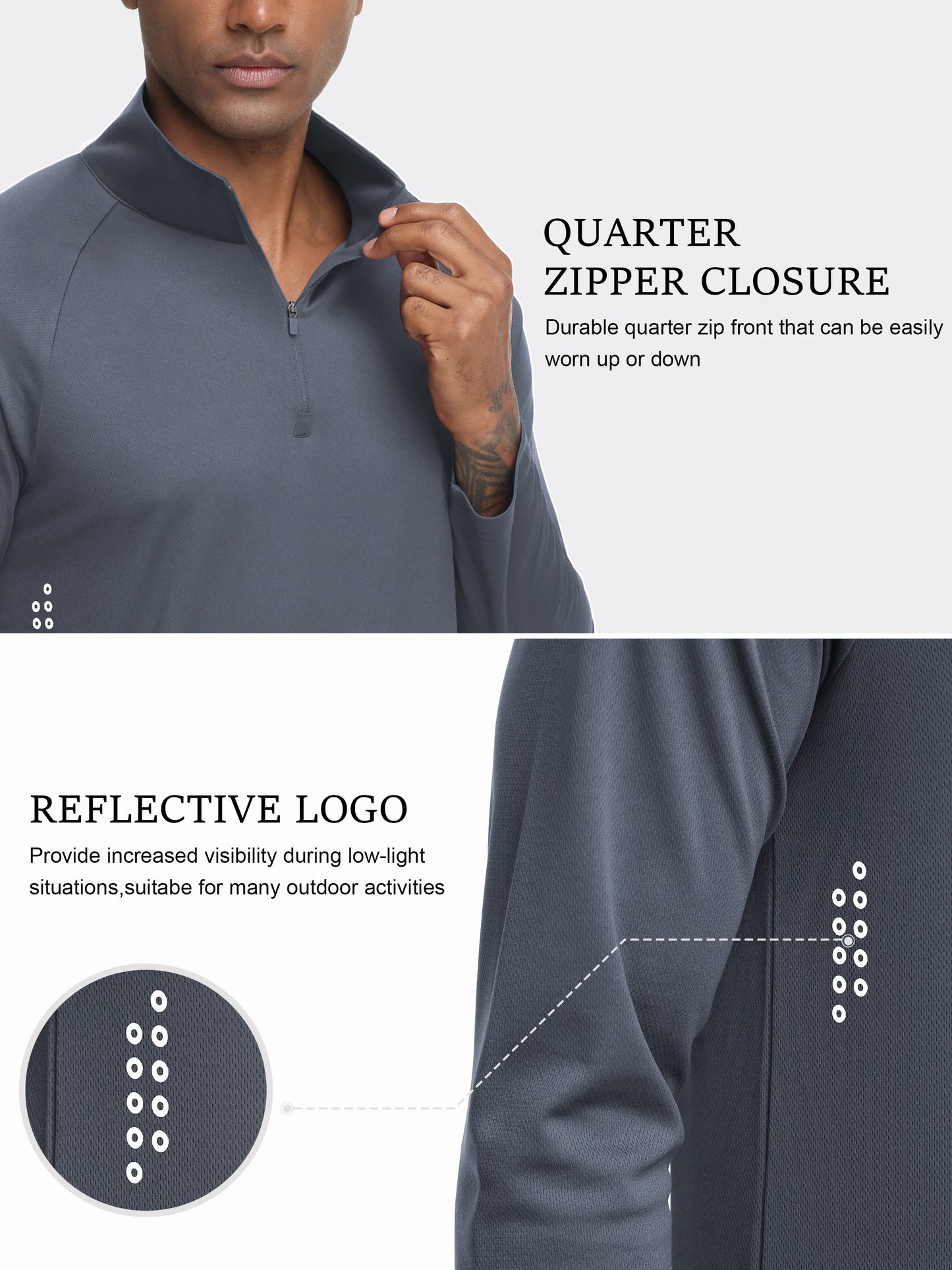 Summer Men UPF 50+ Long Sleeve T-Shirt, Breathable Rash Guard Pullover Tops for Sport Fishing Running Beach Surfing