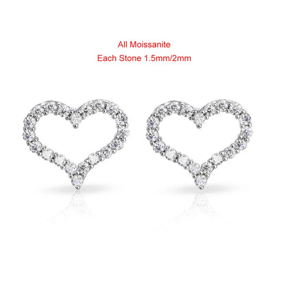 D Color Heart Shape Moissanite Diamond Jewelry Set for Women 925 Sterling Silver Pendant Necklace Stud Earrings Wedding Jewelry