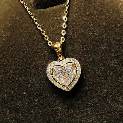 2.3mm Round Halo Moissanite Necklace Exquisite 14K Gold Filled Heart-shaped Pendant Necklaces For Valentine's Day Jewelry
