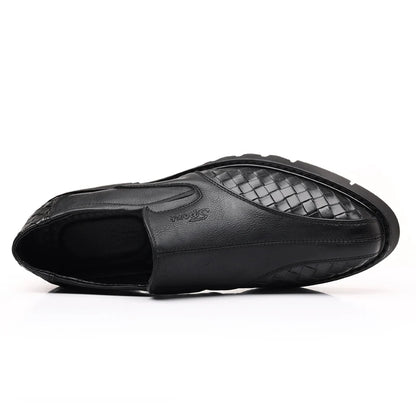 Black men's leather shoes Thick bottom height increasing style Daily Business Office Outdoor Fashion Party Youth Shoes New